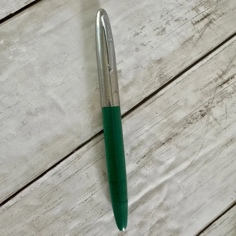 Vintage Sheaffer's Green Touchdown Fountain Pen and Mechanical Pencil Set Boxed